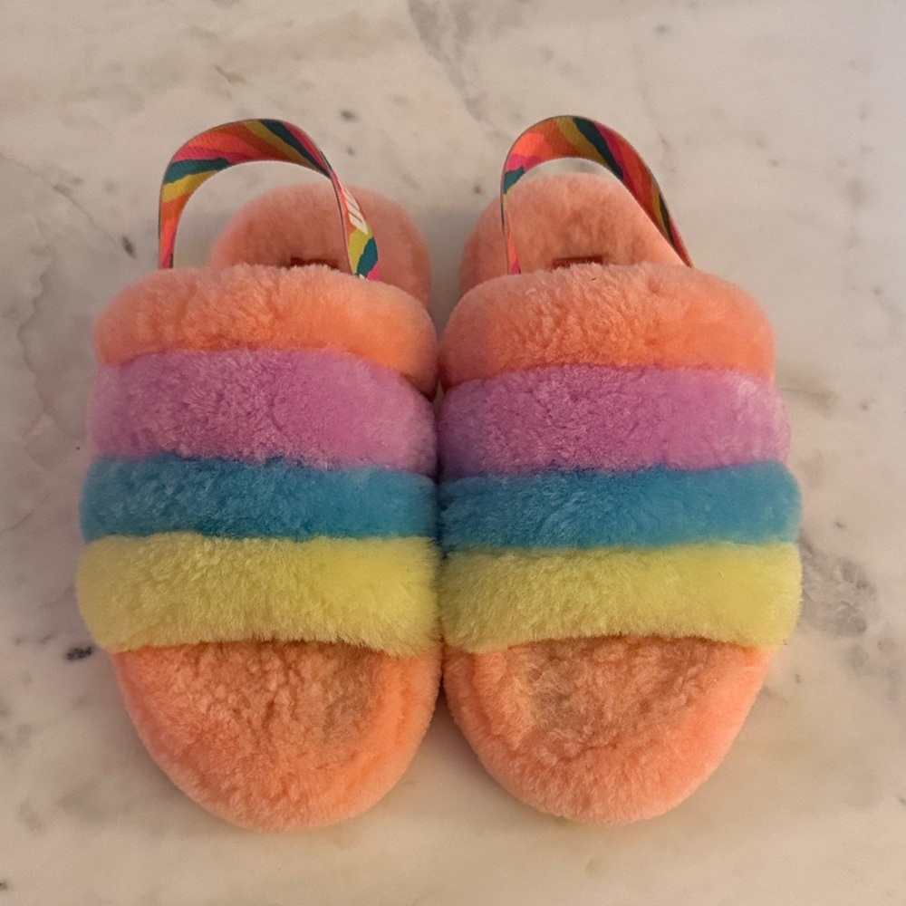 UGG Multicolor Fuzzy Kids Slippers